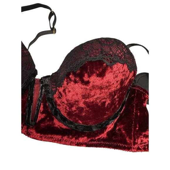 Fredericks Of Hollywood X Megan Fox Velvet Lace Bra 36B Burnout Whimsigoth fairy - Picture 7 of 8